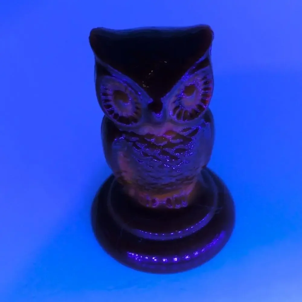 Vintage 1980s Boyd's Art Glass Miniature Owl Dark Brown Collectible Figure 2in